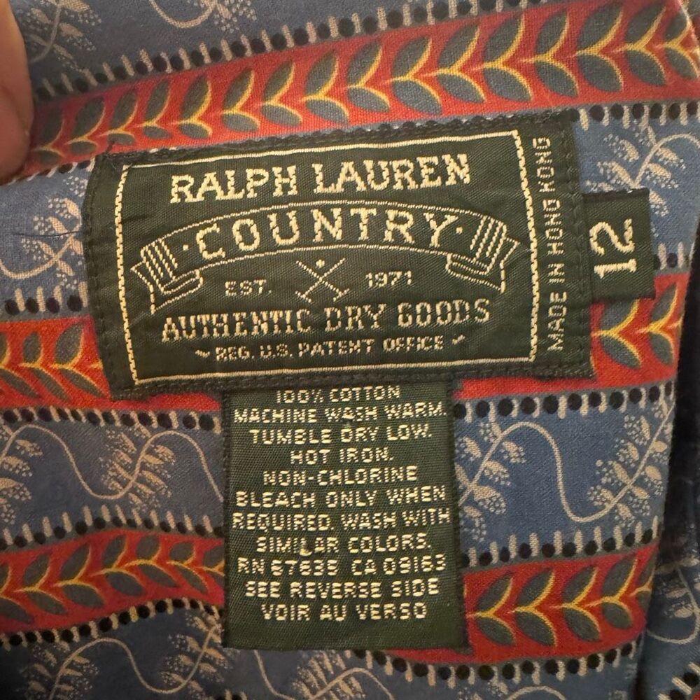 Vintage Ralph Lauren Country Womens Striped Button Up Shirt Blue Red Size 12 - Picture 5 of 5